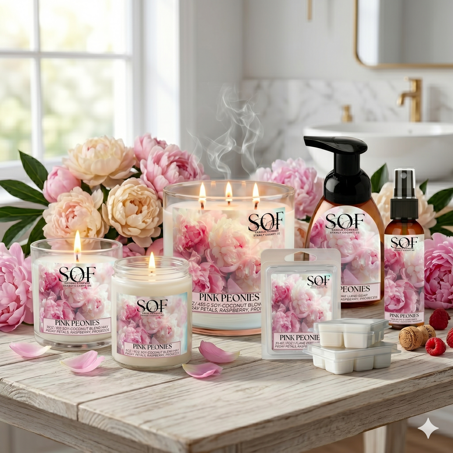 Pink Peonies Hand Soap - Smell of Freedom Candle Company