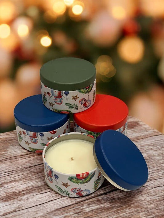 4 oz Christmas Themed Decorative Tin - Smell of Freedom Candle Company