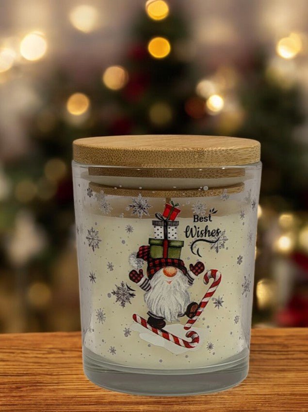6 oz Festive Glass Candle Jar - Smell of Freedom Candle Company