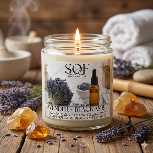 Lavender + Black Amber Candle Collection