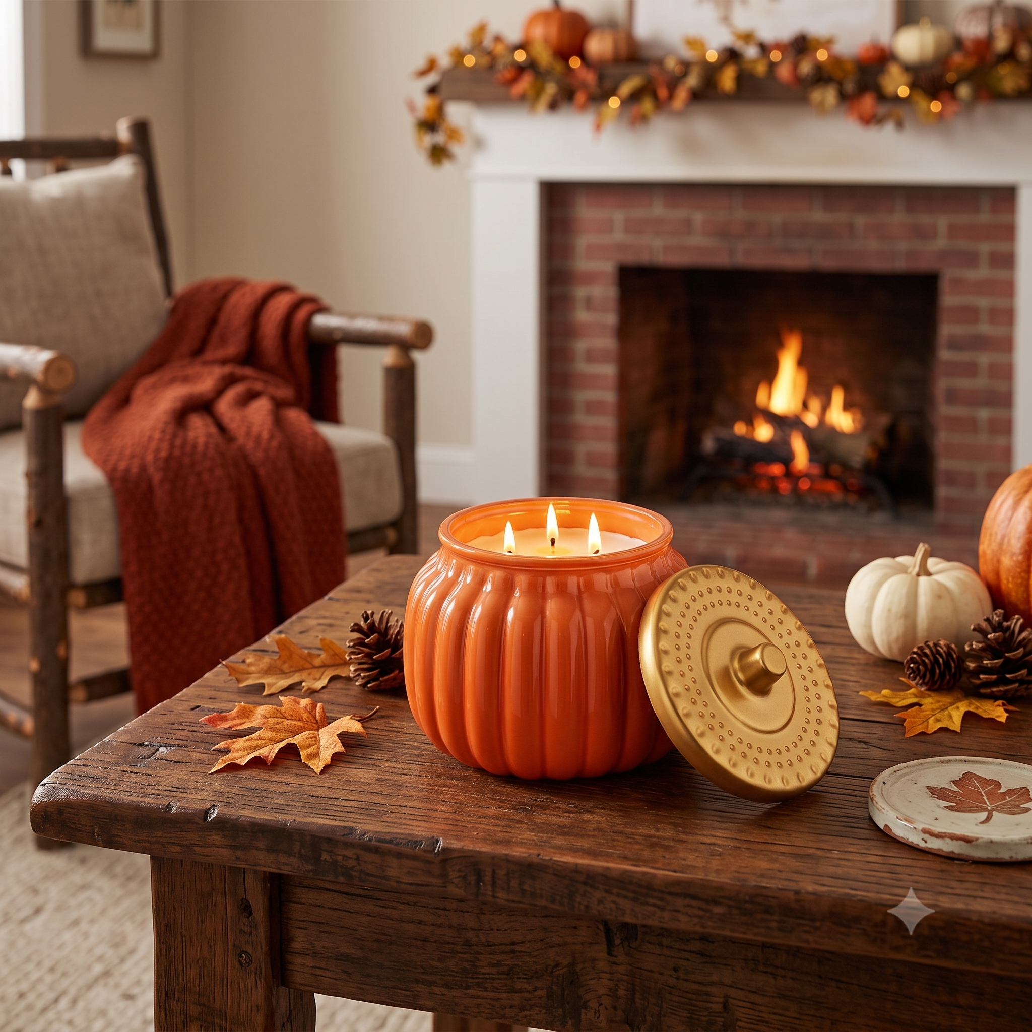 Orange Harvest Ceramic Pumpkin Jar