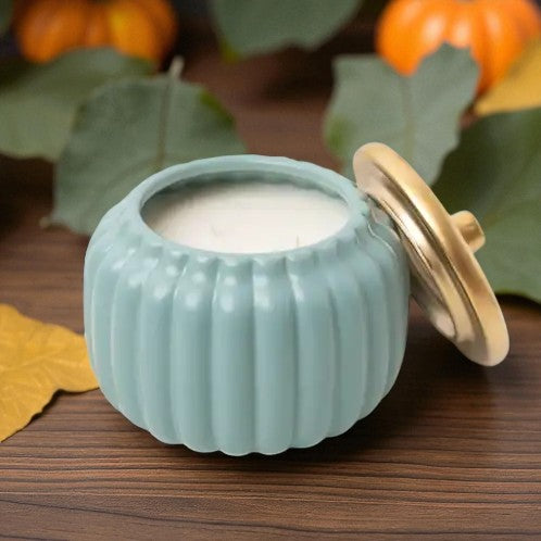 Heirloom Teal Ceramic Pumpkin Jar