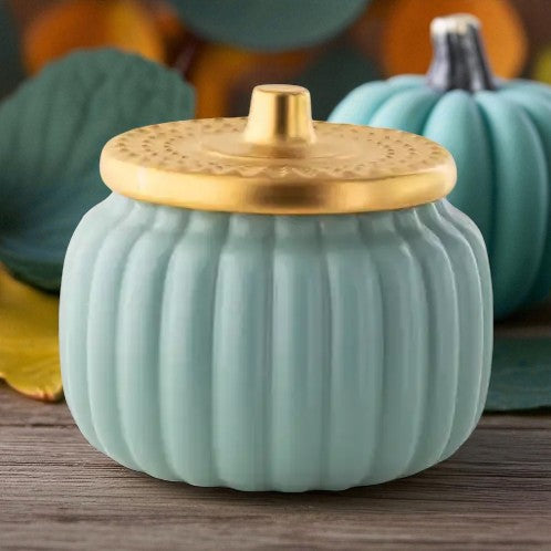 Heirloom Teal Ceramic Pumpkin Jar