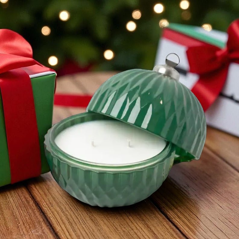 Green Christmas Ornament Candle - Smell of Freedom Candle Company