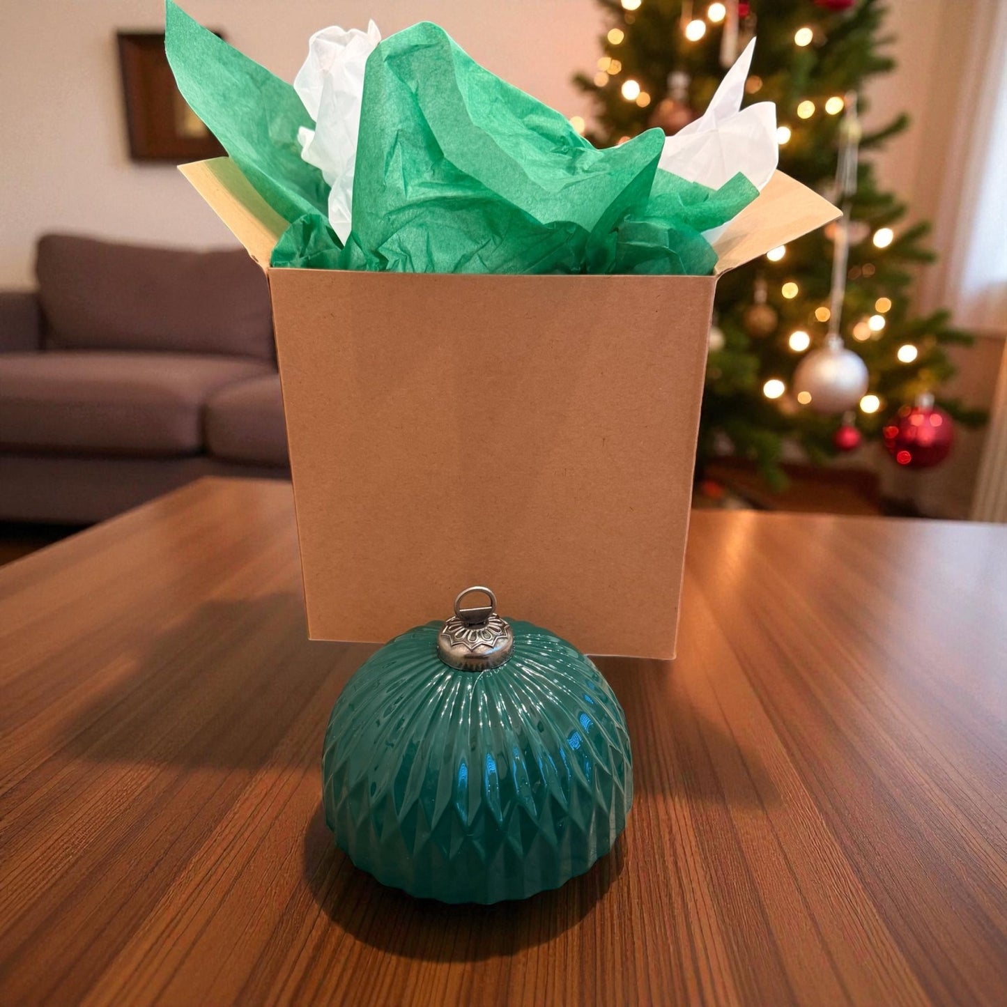 Green Christmas Ornament Candle - Smell of Freedom Candle Company