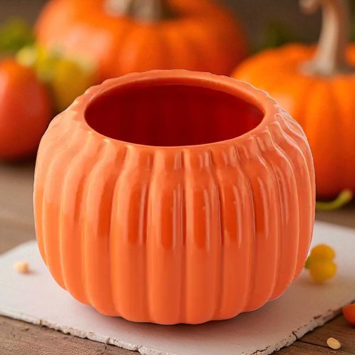 Heirloom Orange Ceramic Pumpkin Jar