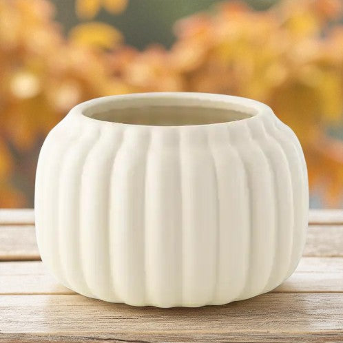 Heirloom White Ceramic Pumpkin Jar