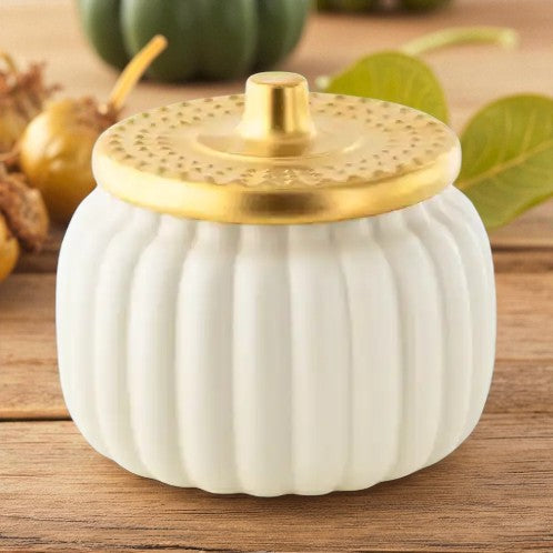 Heirloom White Ceramic Pumpkin Jar